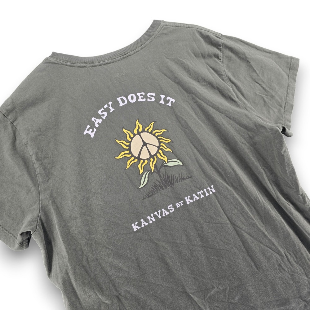 Katin Mens T Shirt XXL Olive Green 100% Organic Cotton Kanvas Graphic Crewneck